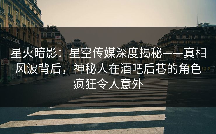 星火暗影:星空传媒深度揭秘——真相风波背后,神秘人在酒吧后巷的角色疯狂令人意外 星火暗影:星空传媒深度揭秘——真相风波背后,神秘人在酒吧后巷的角色疯狂令人意外