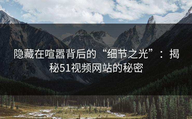 隐藏在喧嚣背后的“细节之光”：揭秘51视频网站的秘密