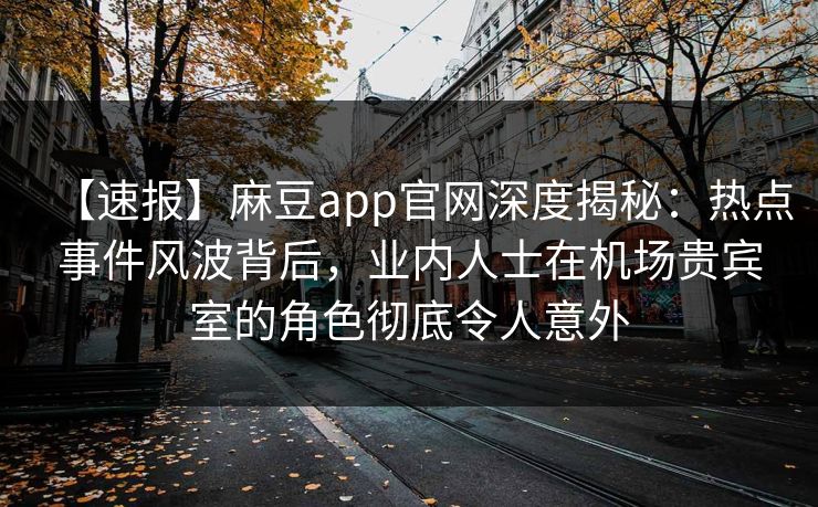 【速报】麻豆app官网深度揭秘：热点事件风波背后，业内人士在机场贵宾室的角色彻底令人意外