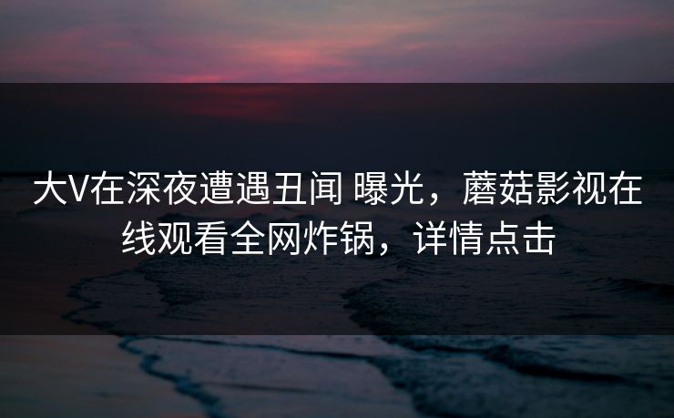 大V在深夜遭遇丑闻 曝光，蘑菇影视在线观看全网炸锅，详情点击